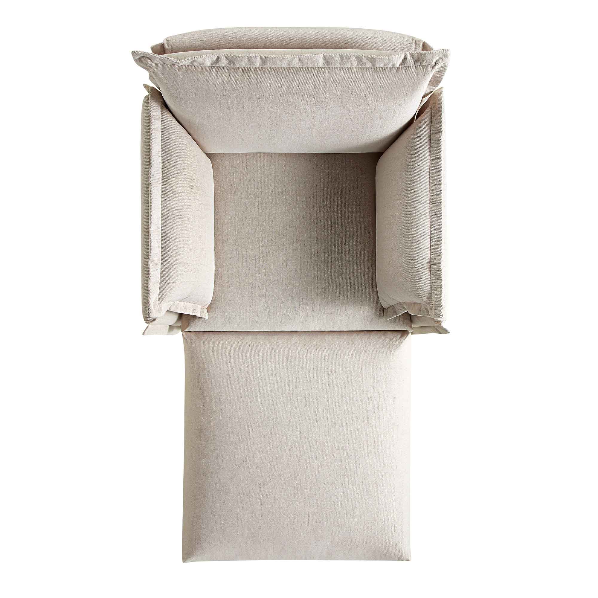 Pillow Edge Beige Fabric Sectional Sofa, 1-Seater Chaise