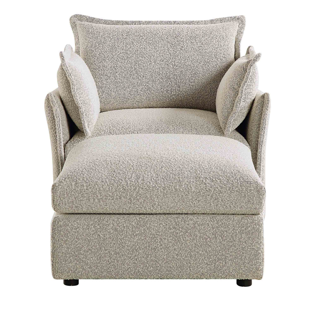Pillow Edge Mist Gray Boucle Sectional Sofa, 1-Seater Chaise