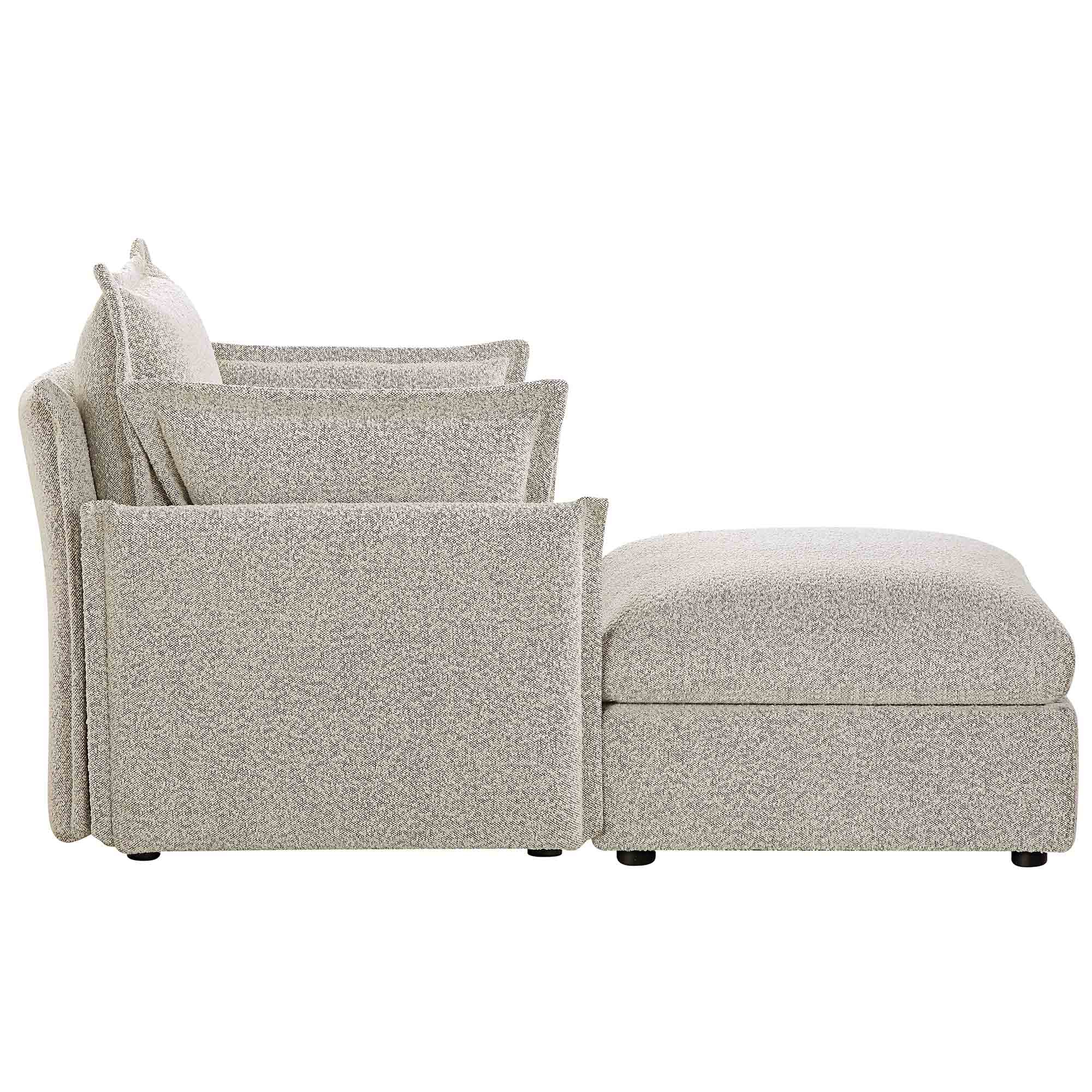 Pillow Edge Mist Gray Boucle Sectional Sofa, 1-Seater Chaise