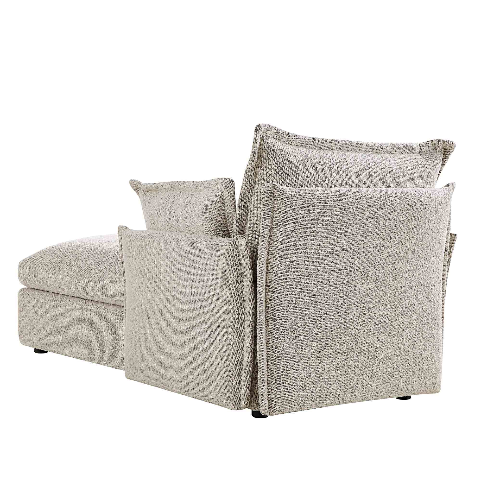 Pillow Edge Mist Gray Boucle Sectional Sofa, 1-Seater Chaise