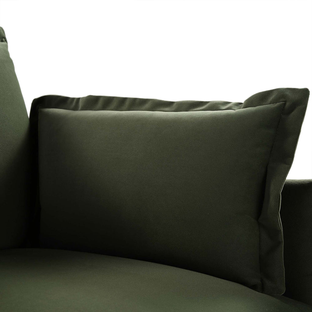 Pillow Edge Moss Green Velvet Sectional Sofa, 1-Seater Chaise