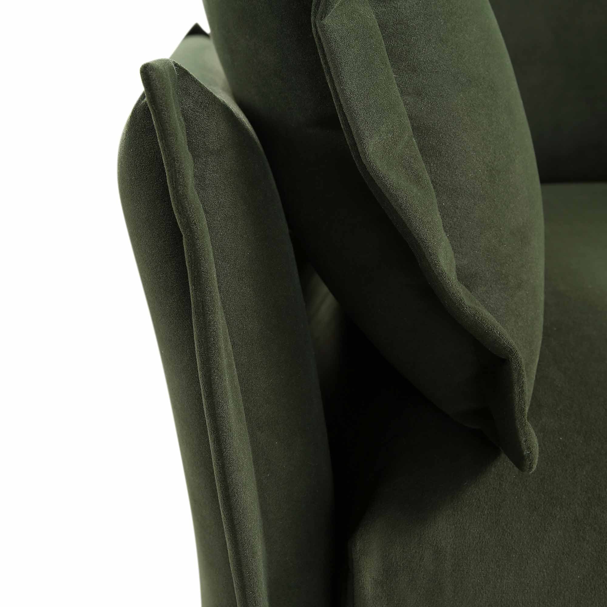 Pillow Edge Moss Green Velvet Sectional Sofa, 1-Seater