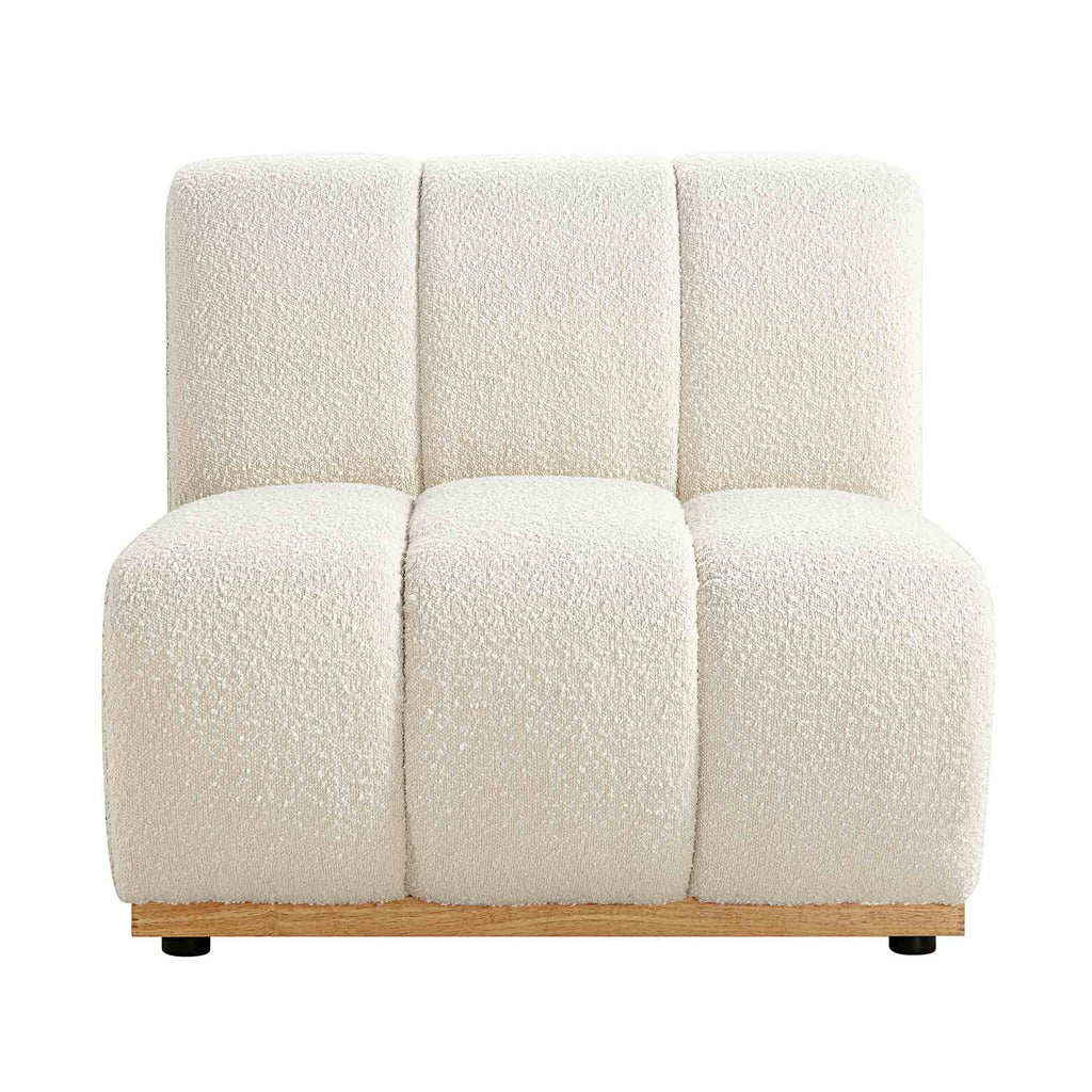 Boucle Sectional Sofa, 1-Seater Armless Sofa