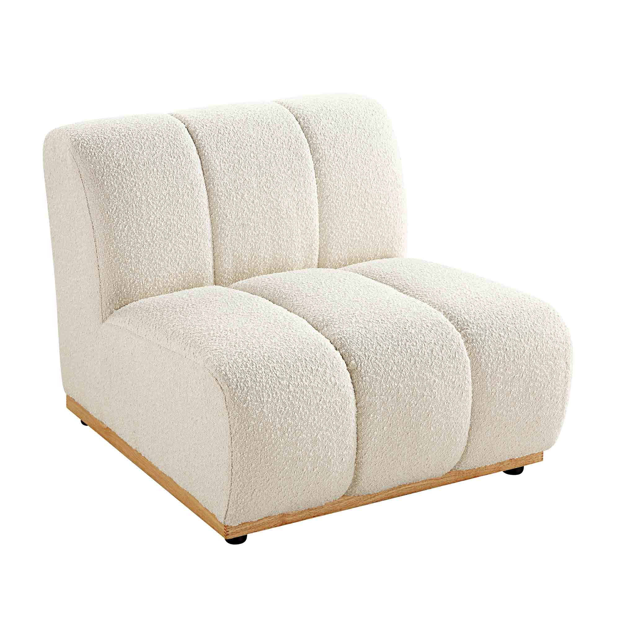 Boucle Sectional Sofa, 1-Seater Armless Sofa