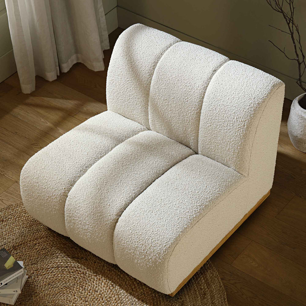 Boucle Sectional Sofa, 1-Seater Armless Sofa