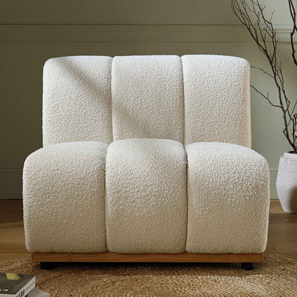 Boucle Sectional Sofa, 1-Seater Armless Sofa