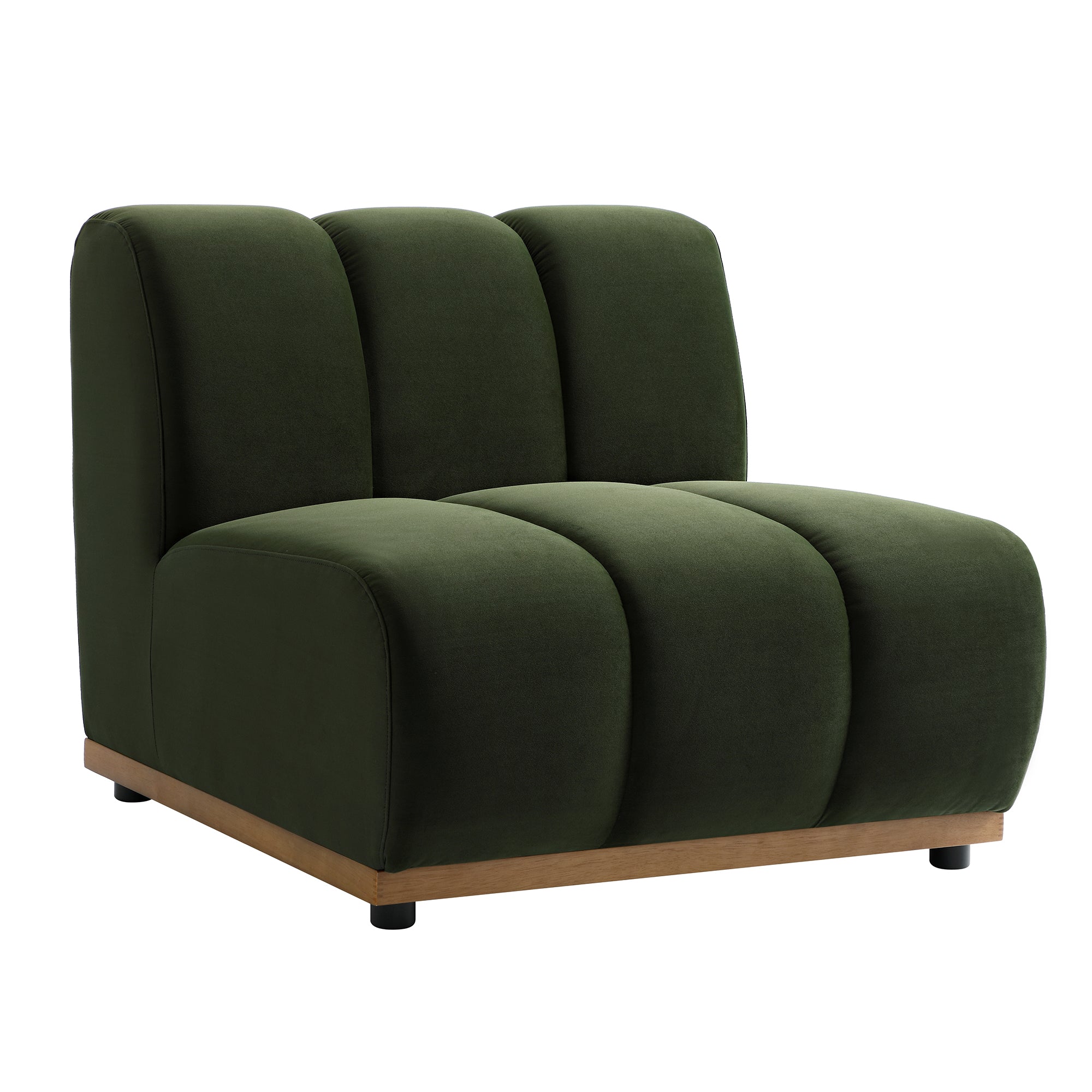 Moss Green Sectional Sofa, 1-Seater Armless Sofa
