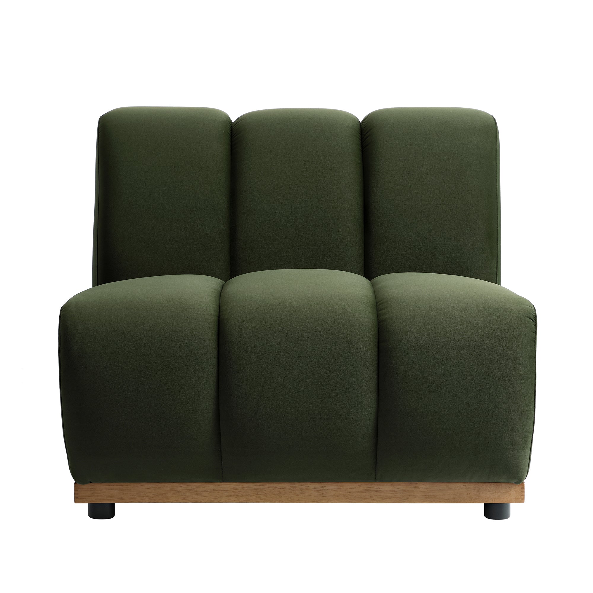 Moss Green Sectional Sofa, 1-Seater Armless Sofa