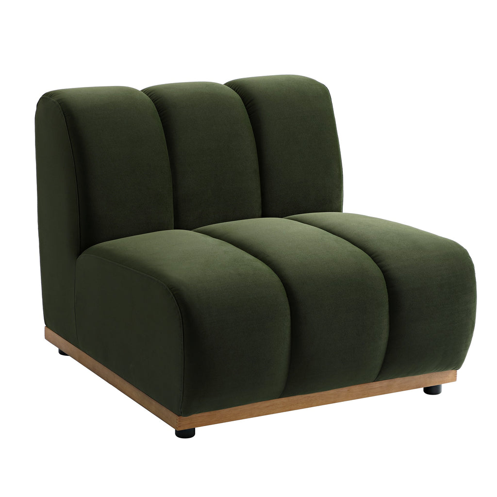 Moss Green Sectional Sofa, 1-Seater Armless Sofa