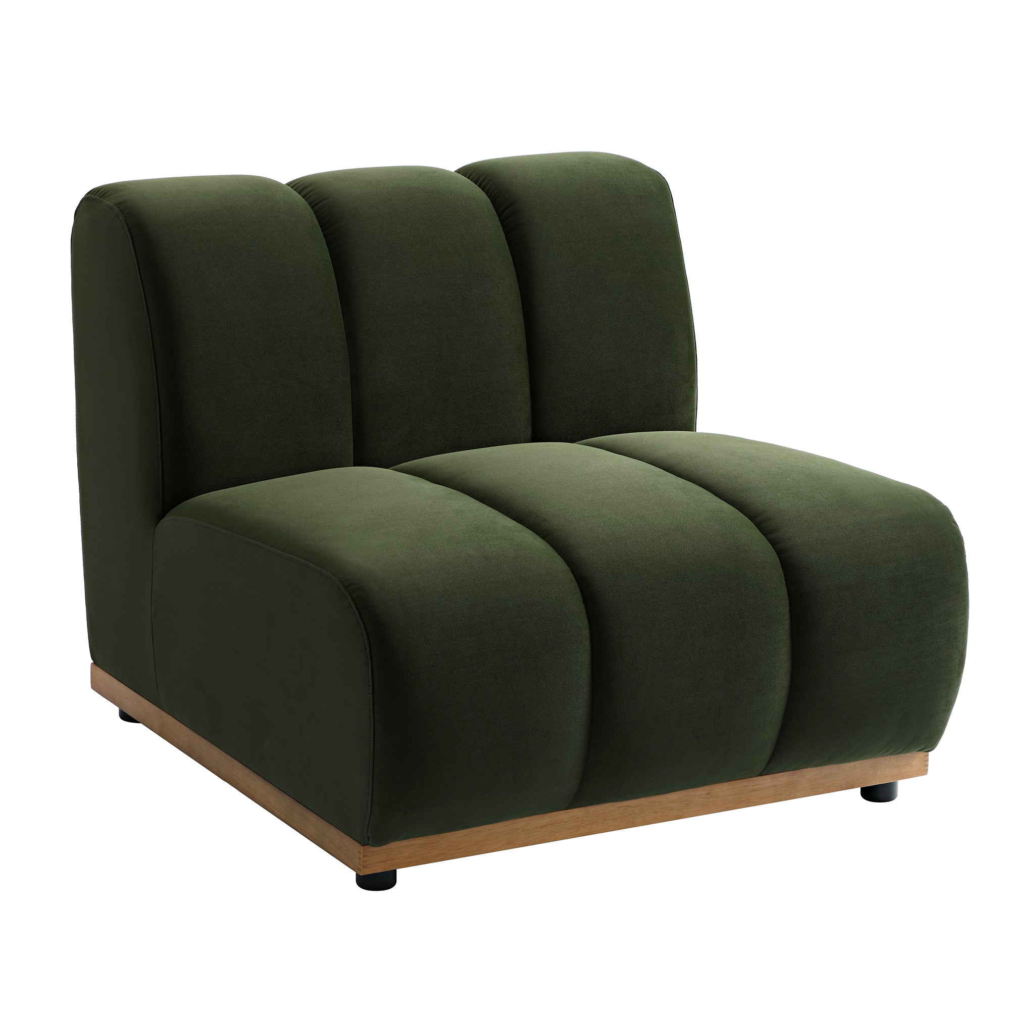 Moss Green Sectional Sofa, 1-Seater Armless Sofa