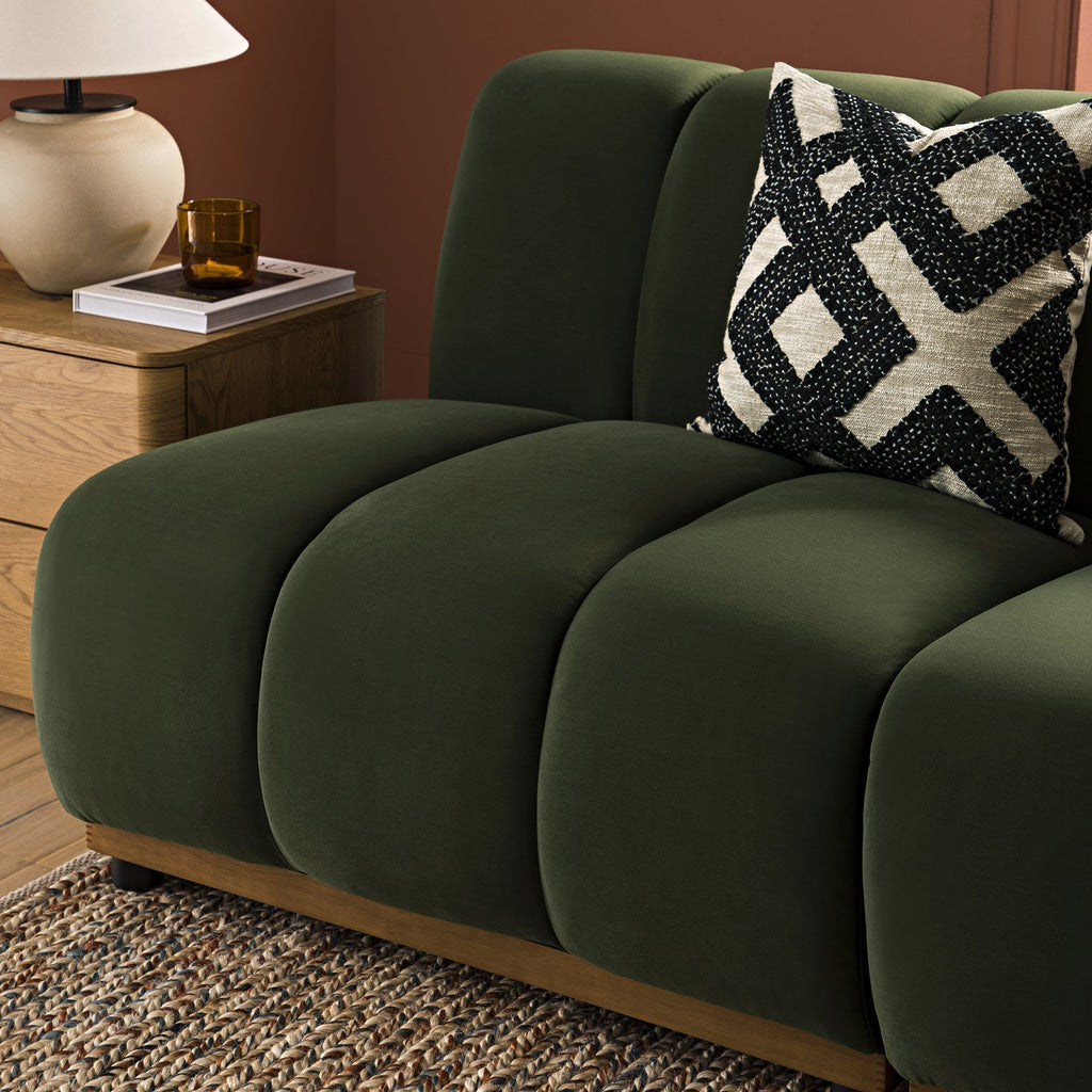 Moss Green Sectional Sofa, 1-Seater Armless Sofa