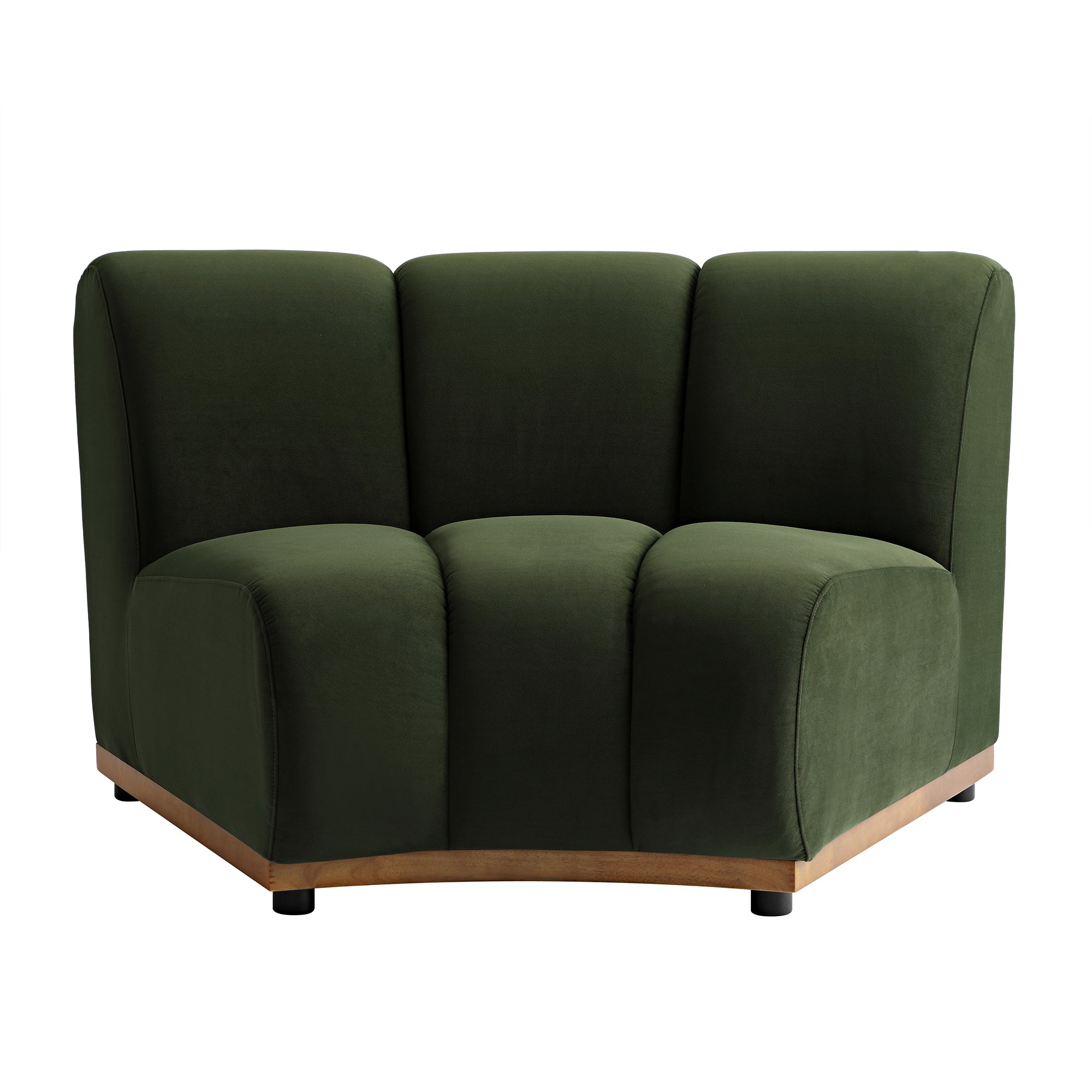 Moss Green Velvet Sectional Sofa, 1-Seater Curved Sofa