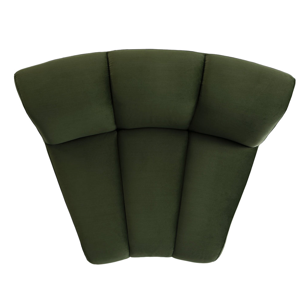 Moss Green Velvet Sectional Sofa, 1-Seater Curved Sofa