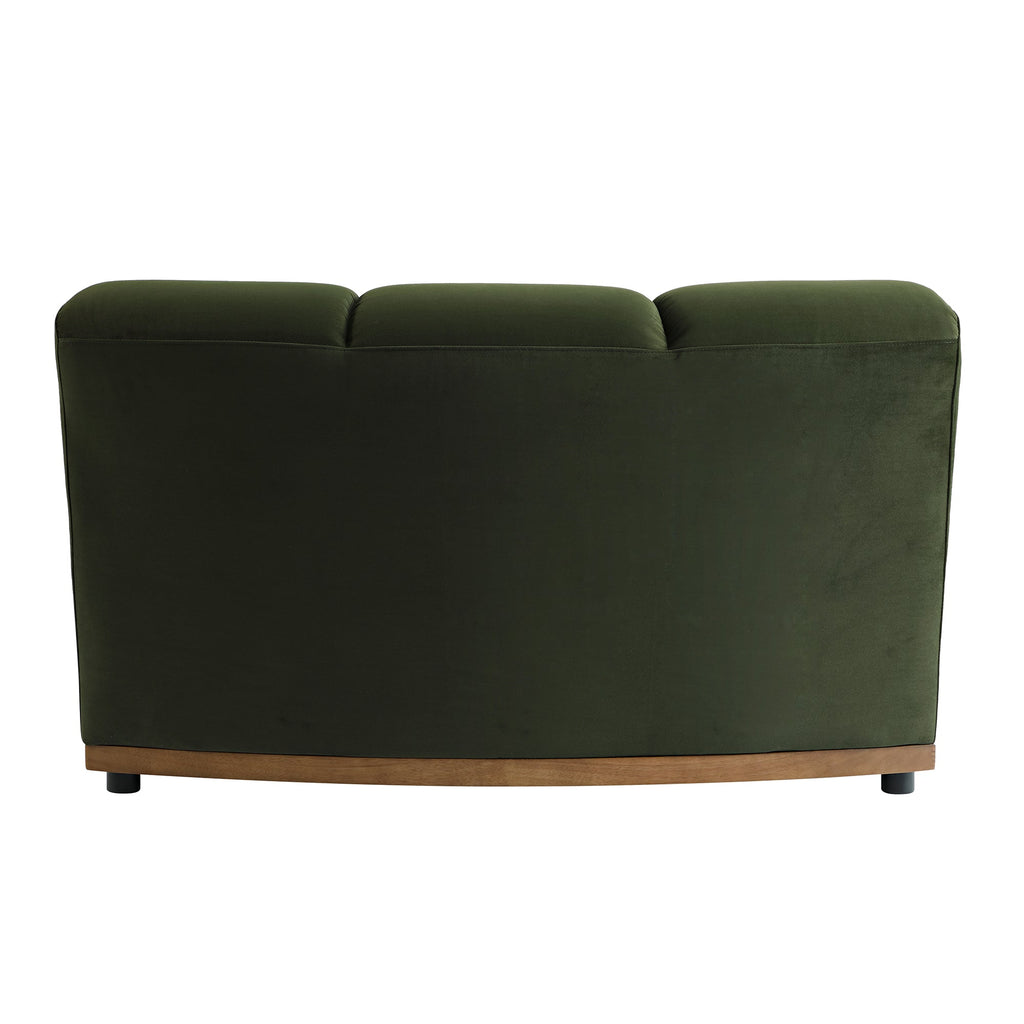 Moss Green Velvet Sectional Sofa, 1-Seater Curved Sofa