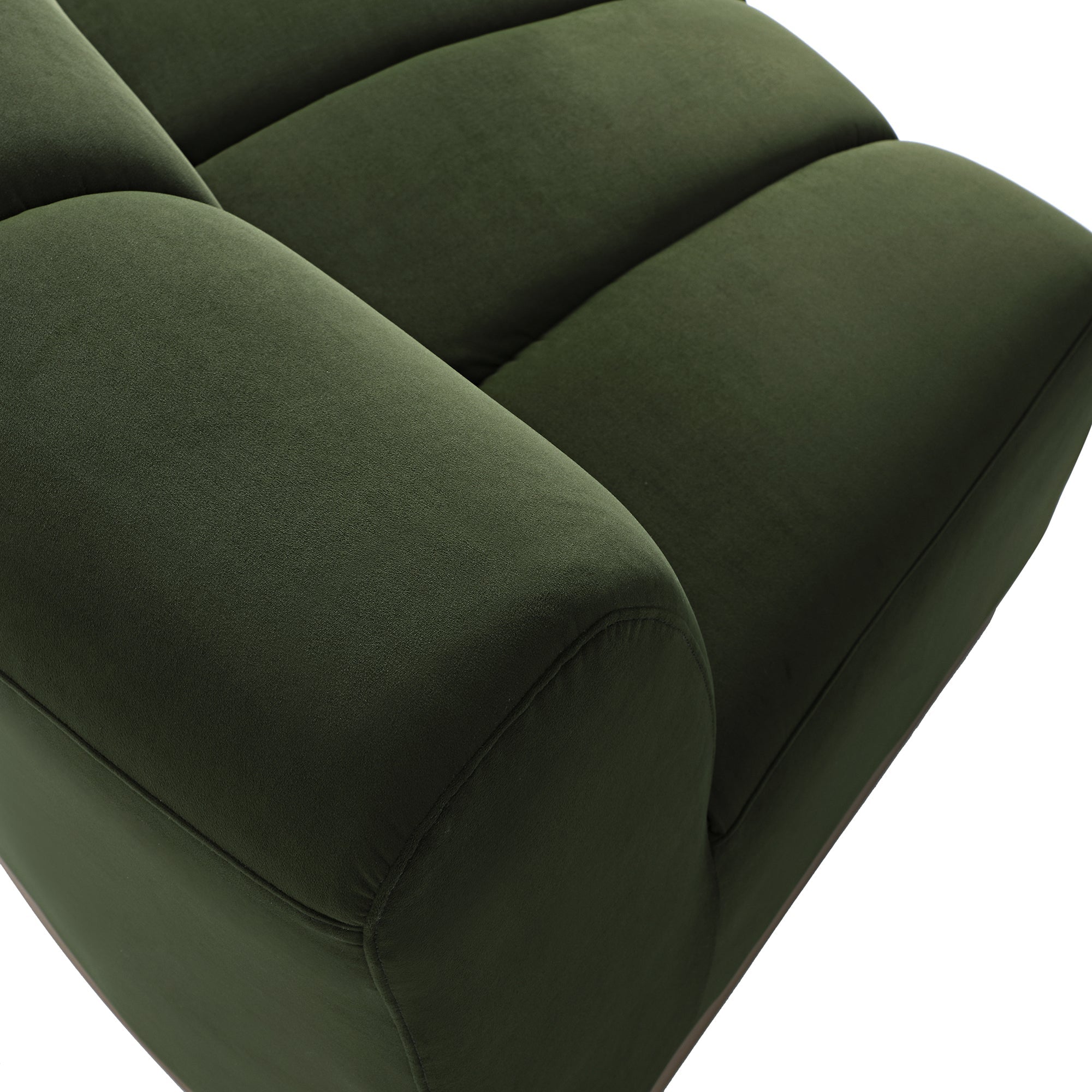 Moss Green Velvet Sectional Sofa, 1-Seater Curved Sofa