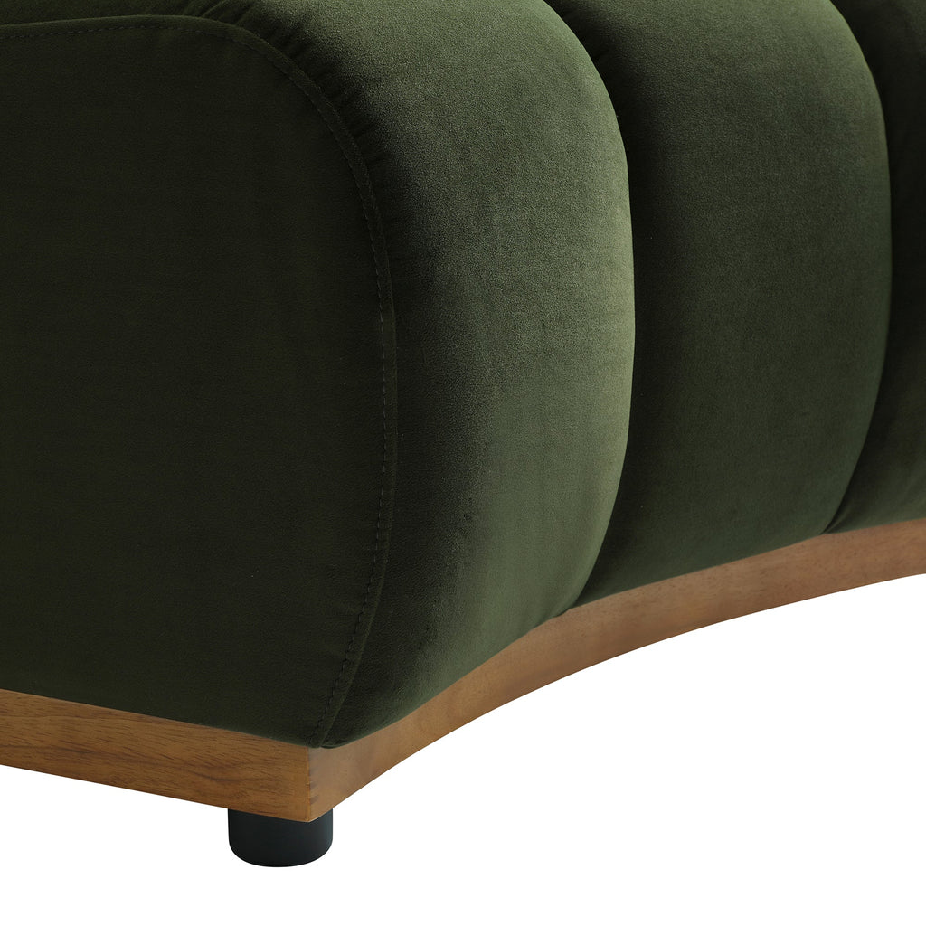 Moss Green Velvet Sectional Sofa, 1-Seater Curved Sofa