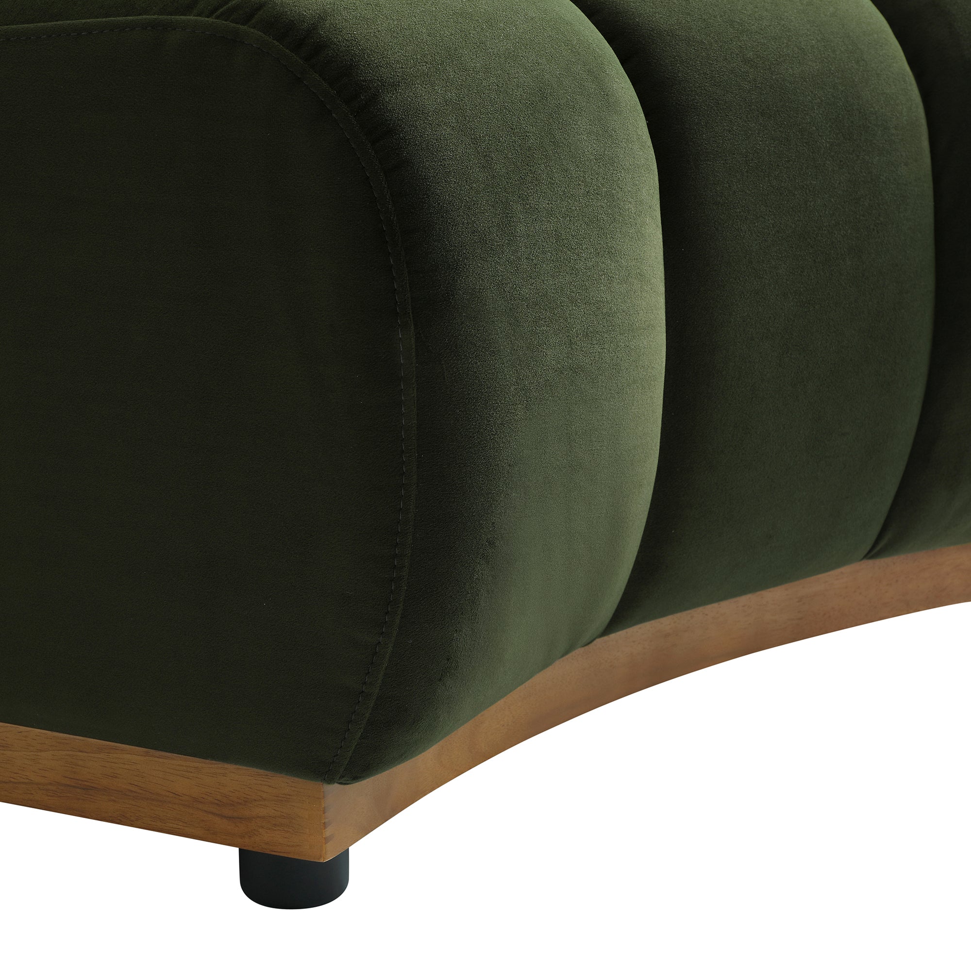 Moss Green Velvet Sectional Sofa, 1-Seater Curved Sofa