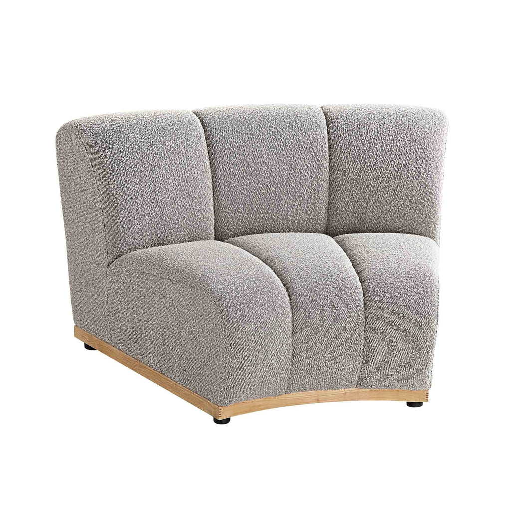 Taupe Boucle Sectional Sofa, 1-Seater Curved Sofa
