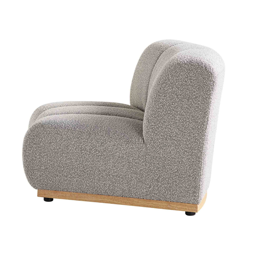 Taupe Boucle Sectional Sofa, 1-Seater Curved Sofa