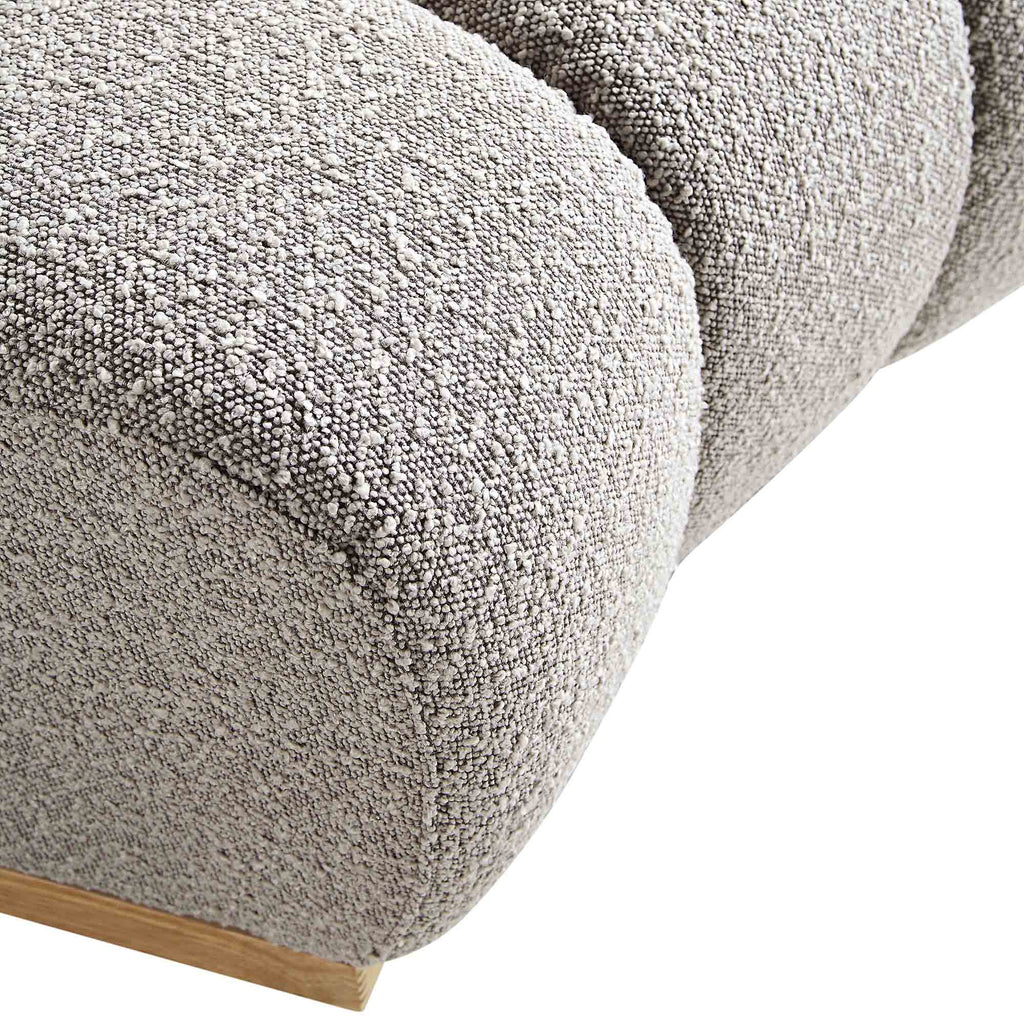 Taupe Boucle Sectional Sofa, 1-Seater Curved Sofa