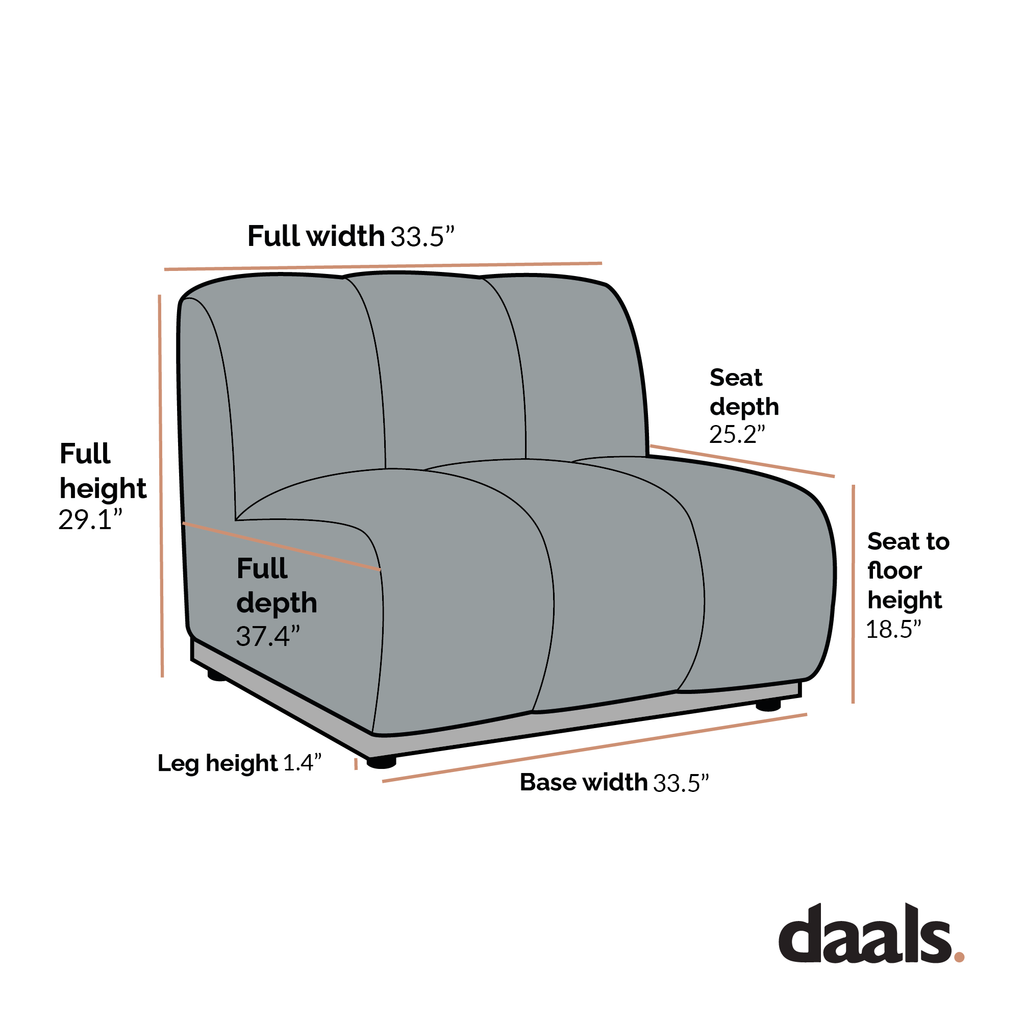 Boucle Sectional Sofa, 1-Seater Armless Sofa