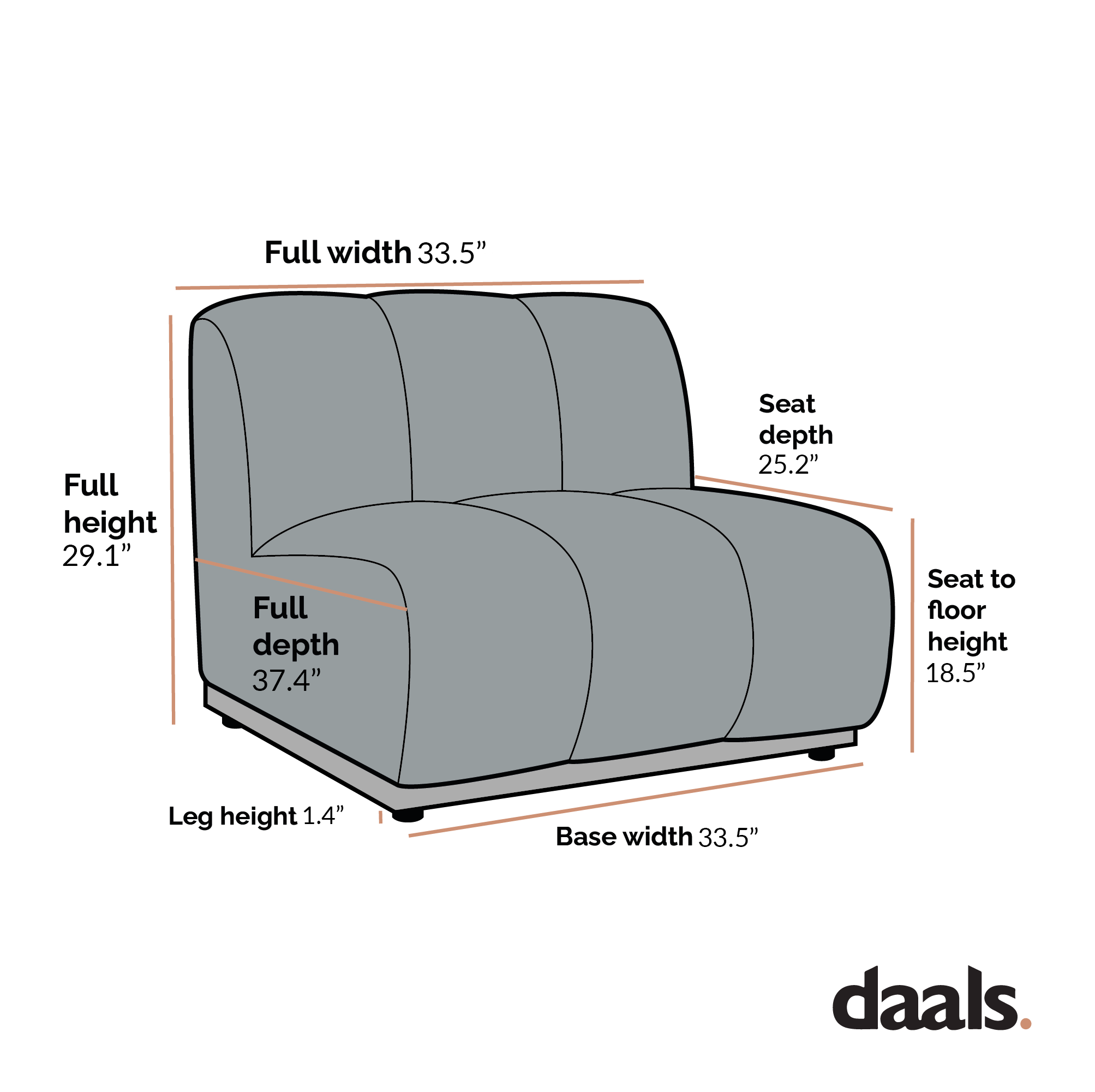 Boucle Sectional Sofa, 1-Seater Armless Sofa